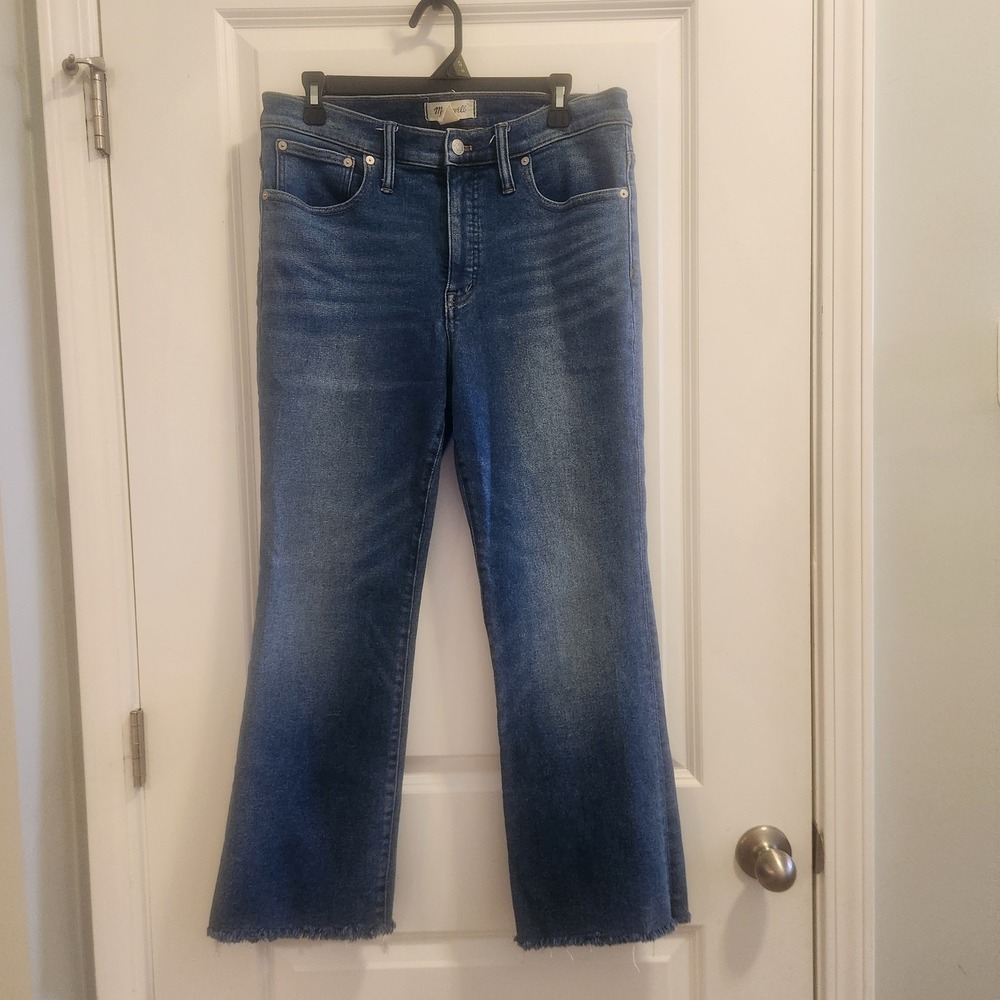 Madewell Cali Demi-Boot Jeans Blue Raw Hem High Rise Size 31